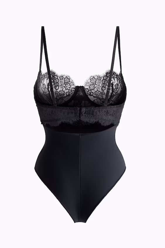 Боди с верхней частью из кружева