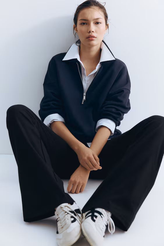 Брюки из хлопкового джерси с отворотом