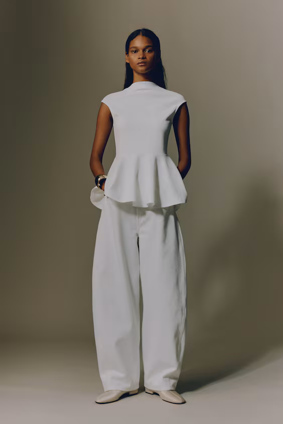 Джинсы прямого кроя с барабанной ногой и высокой талией