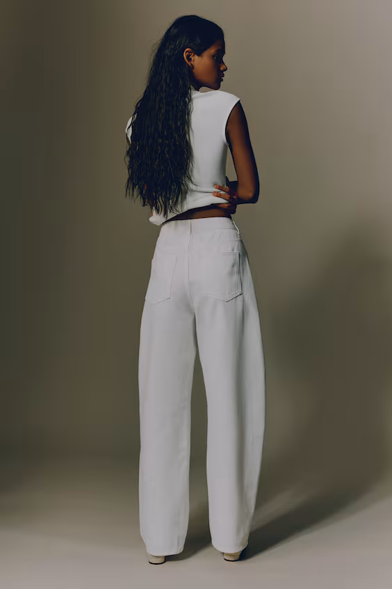 Джинсы прямого кроя с барабанной ногой и высокой талией