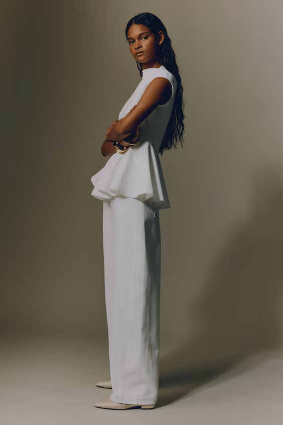 Джинсы прямого кроя с барабанной ногой и высокой талией