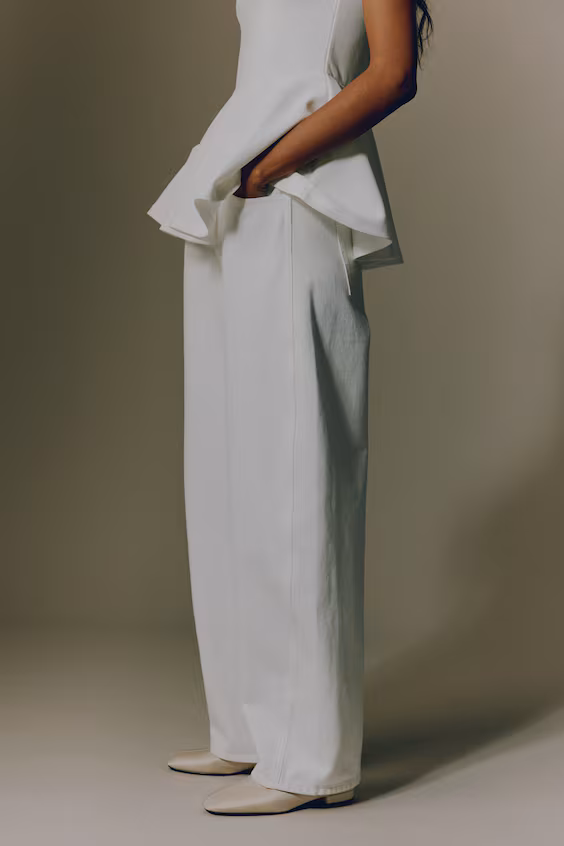 Джинсы прямого кроя с барабанной ногой и высокой талией