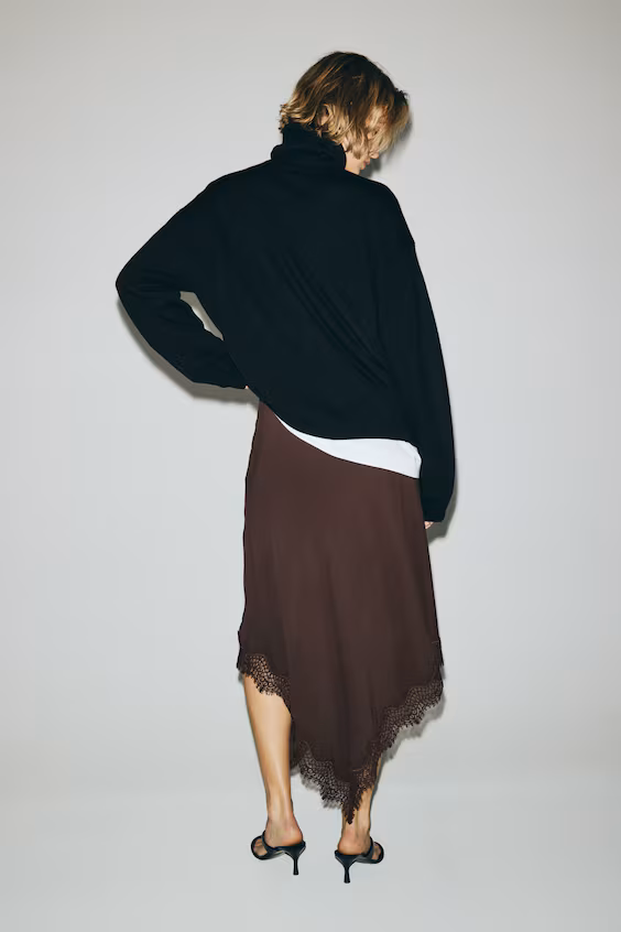 Асимметричная юбка из вискозного атласа