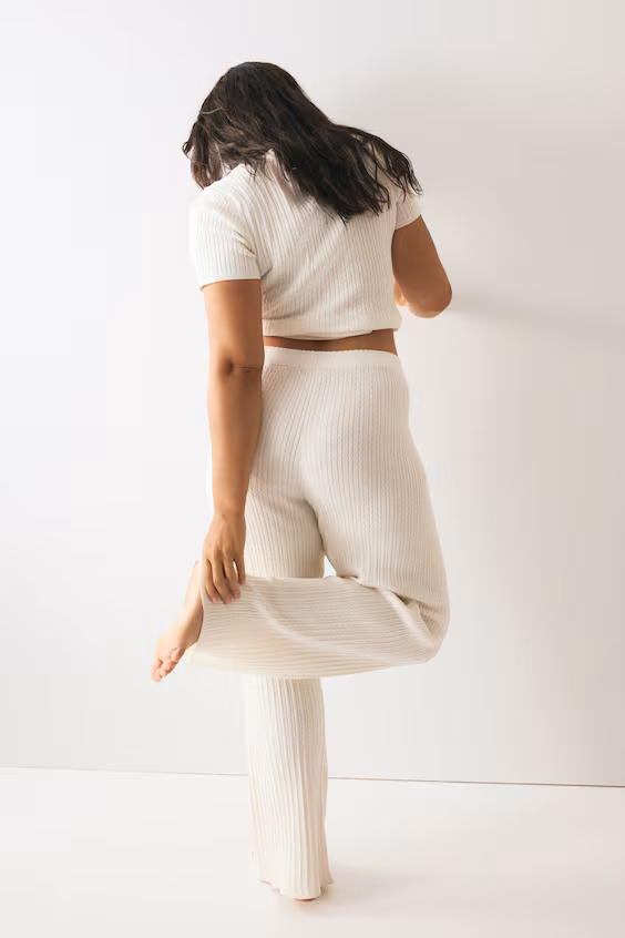 Брюки из трикотажа в меланжевом исполнении