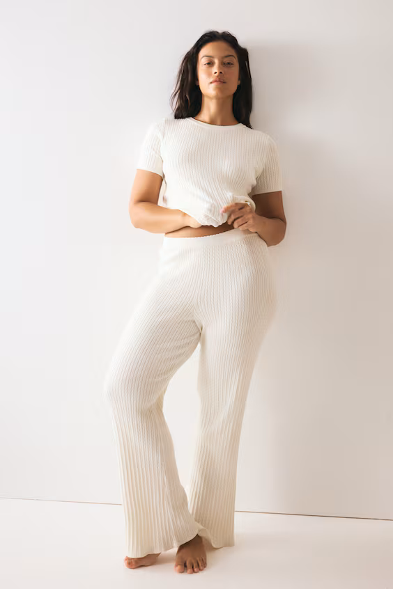 Брюки из трикотажа в меланжевом исполнении