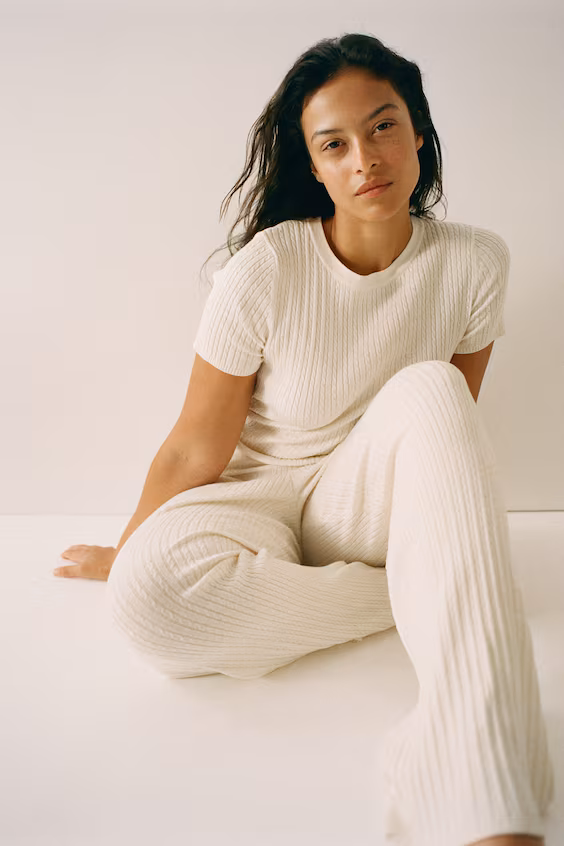 Брюки из трикотажа в меланжевом исполнении