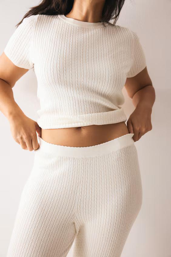 Брюки из трикотажа в меланжевом исполнении