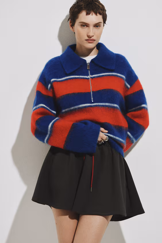 Свитер из смеси мохера с молнией