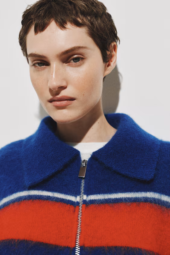 Свитер из смеси мохера с молнией