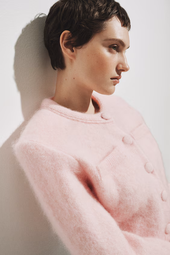 Кардиган из мохеровой смеси с объемными кокетками