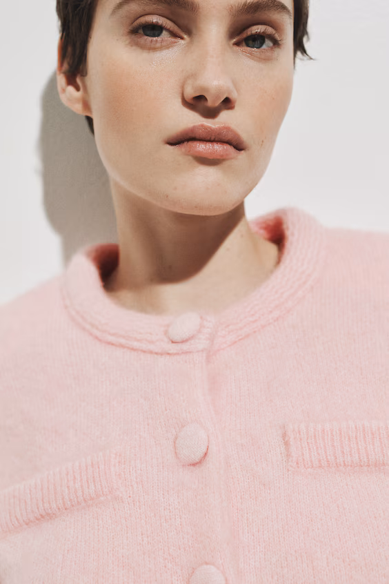 Кардиган из мохеровой смеси с объемными кокетками