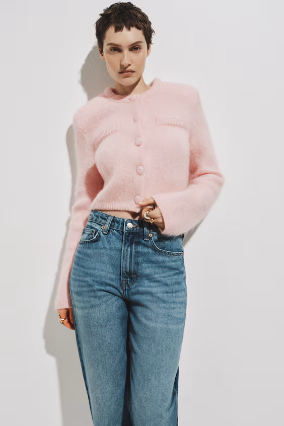 Кардиган из мохеровой смеси с объемными кокетками