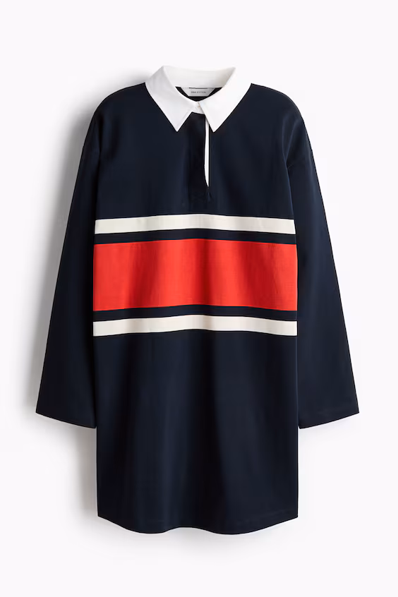 Длинный свитер в стиле регби