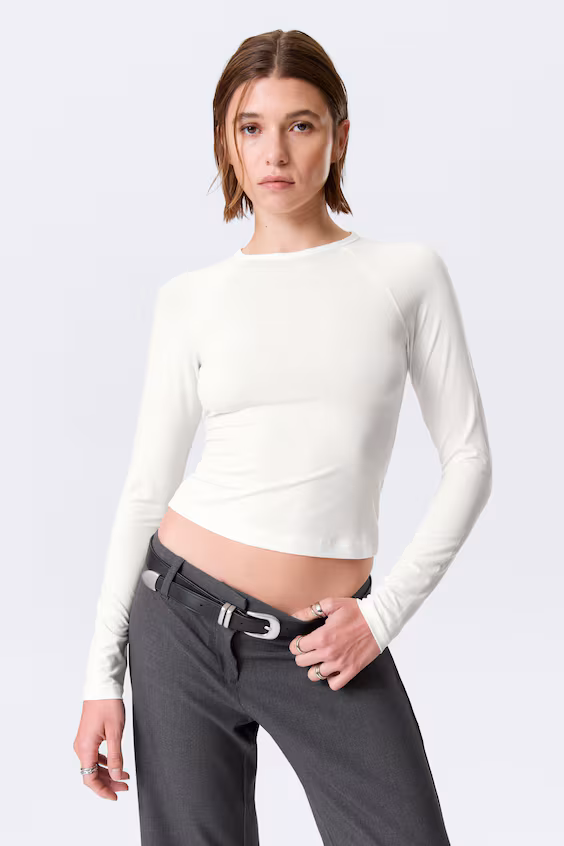 Облегающий топ с реглановыми рукавами