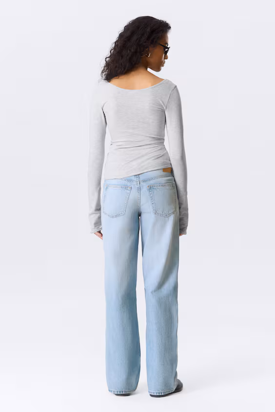 Облегающий топ с длинным рукавом и круглым вырезом