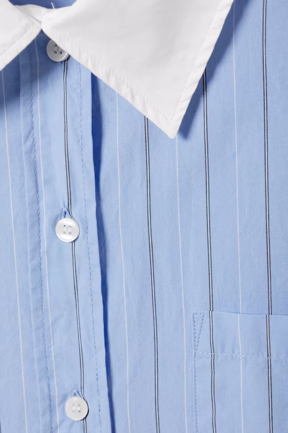 Рубашка из поплина с длинными рукавами свободного кроя