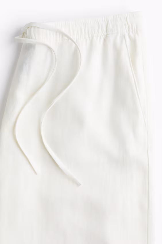 Брюки из смеси льна с завязками