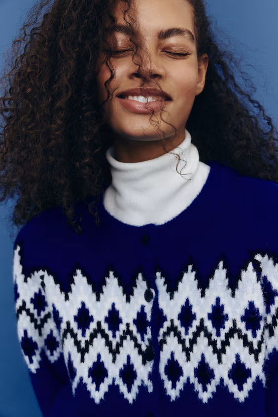 Кардиган в стиле жаккард из вязаного полотна