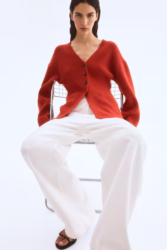 Кардиган из вязаного рубчика