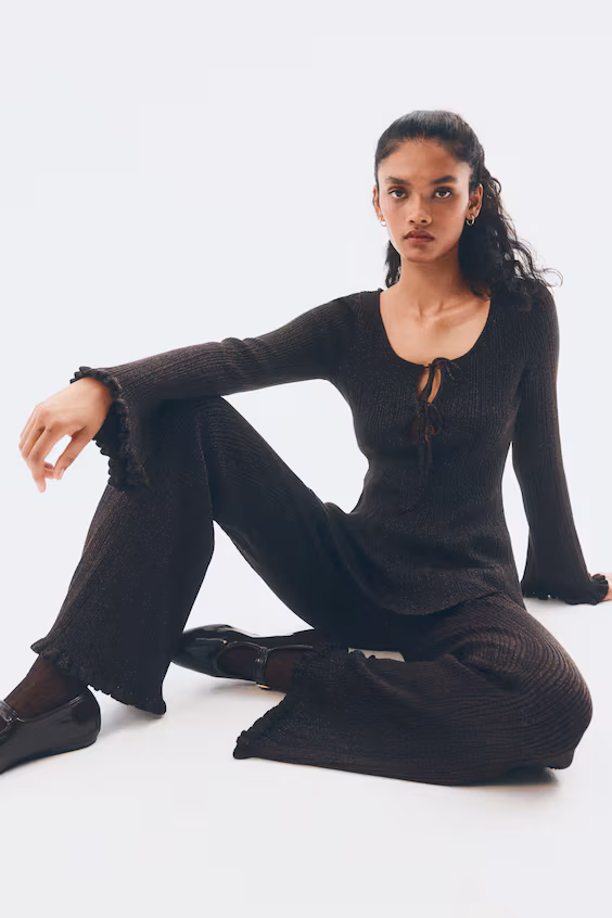 Брюки в рубчик блестящие