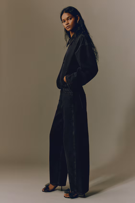 Джинсовый пиджак с воротником