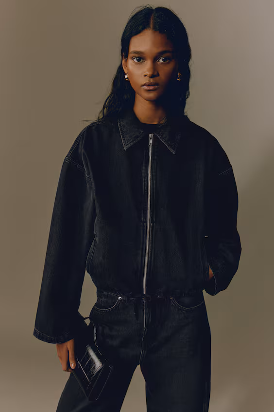 Джинсовый пиджак с воротником