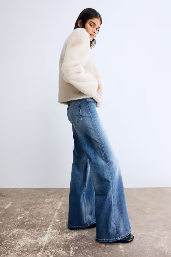 Джинсы широкие с высокой посадкой