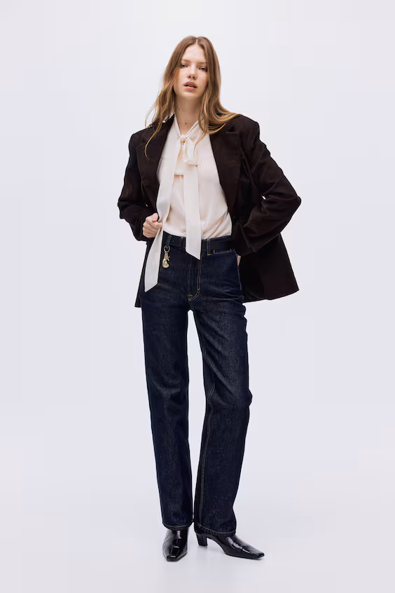 Прямые джинсы с высокой посадкой