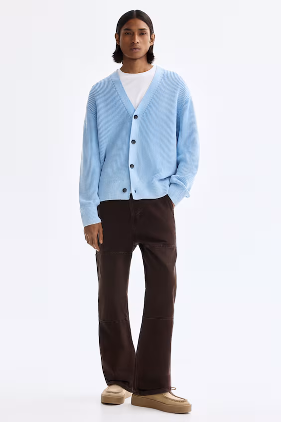 Кардиган relaxed fit из рубчиковой хлопковой ткани