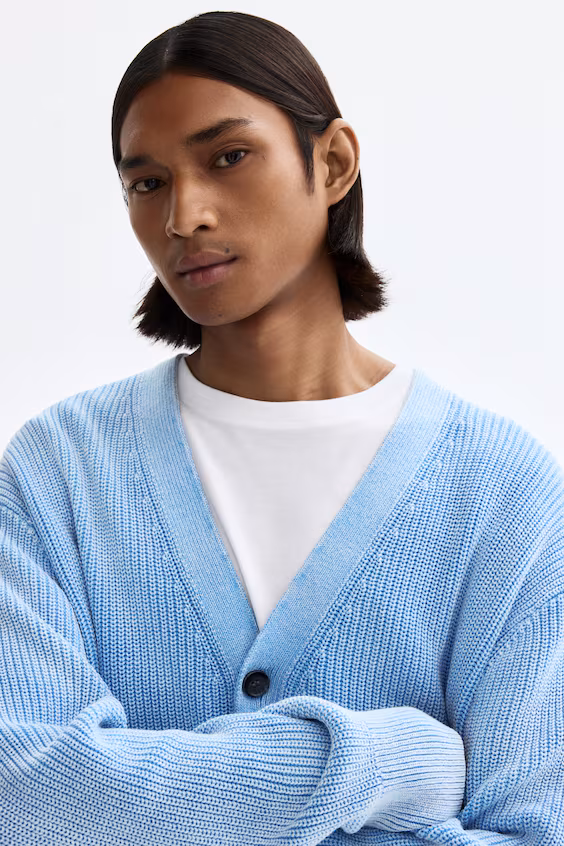 Кардиган relaxed fit из рубчиковой хлопковой ткани