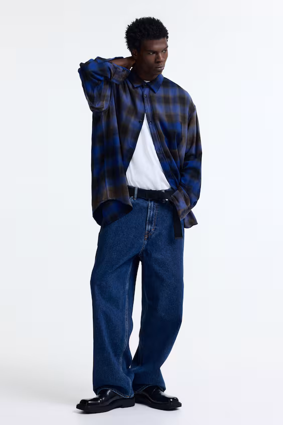 Рубашка в комфортном покрое из смеси хлопка