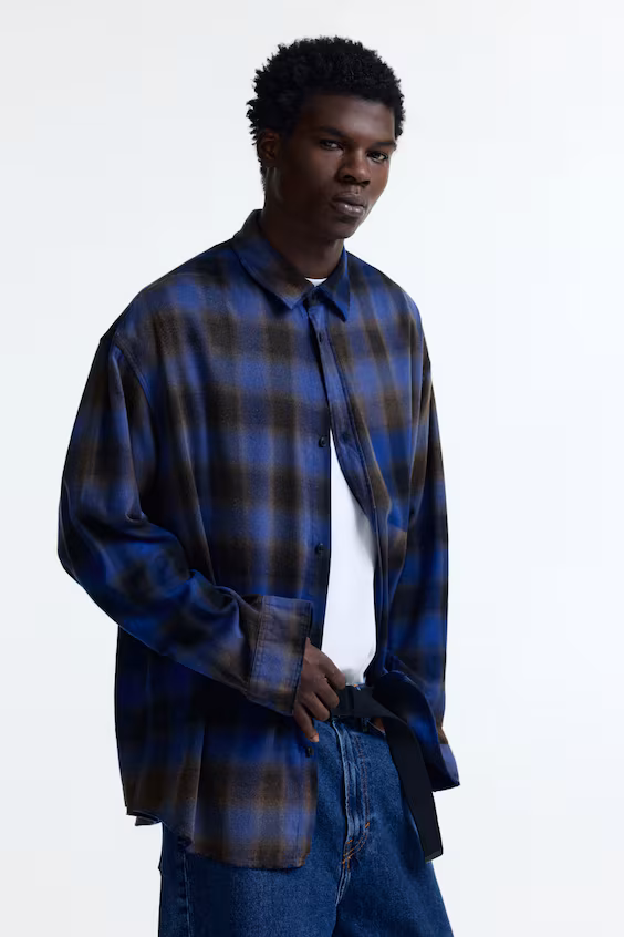 Рубашка в комфортном покрое из смеси хлопка