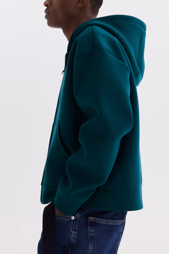 Парка с капюшоном из неопрена свободного кроя