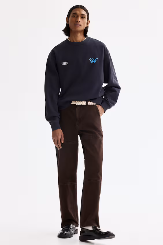 Толстовка с принтами, свободного кроя