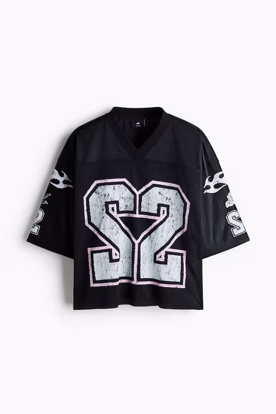 Футболка из сетки с принтом оверсайз