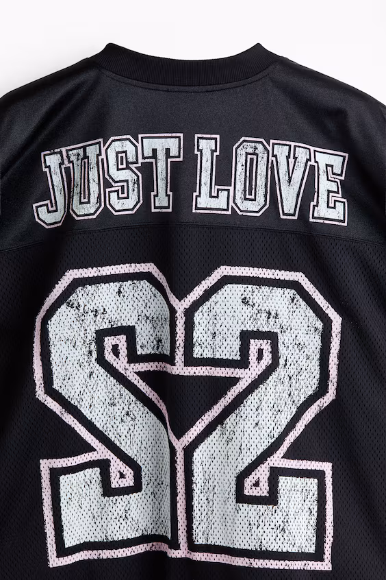 Футболка из сетки с принтом оверсайз