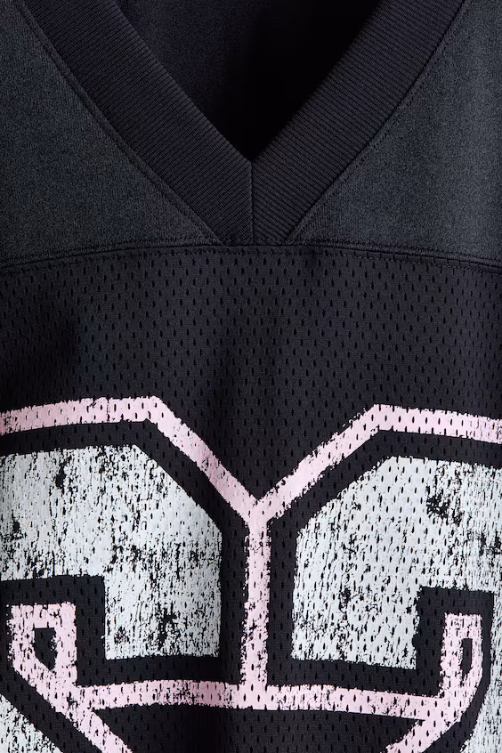 Футболка из сетки с принтом оверсайз