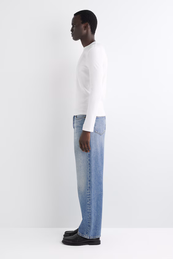 Футболка из хлопка с утонченной рубчиковой тканью и длинным рукавом