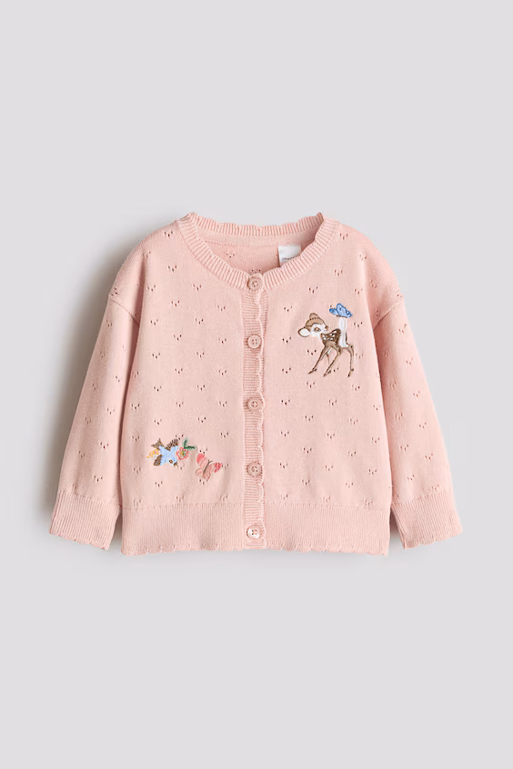 Кардиган из хлопкового трикотажа с аппликациями