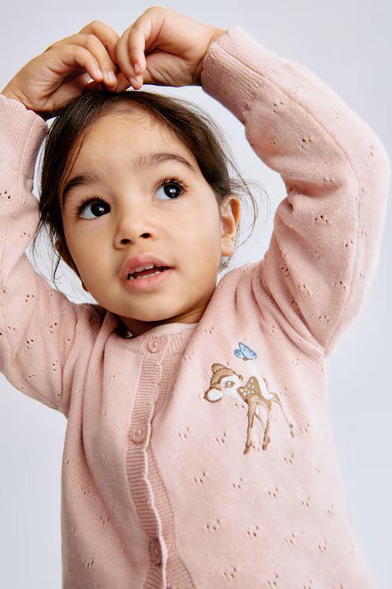 Кардиган из хлопкового трикотажа с аппликациями