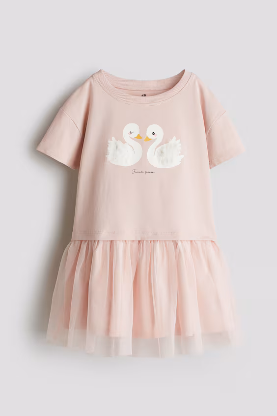 Платье с юбкой из тюля и принтом