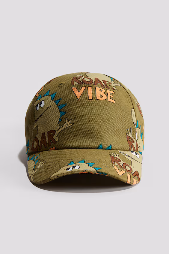 Кепка с принтом из льна