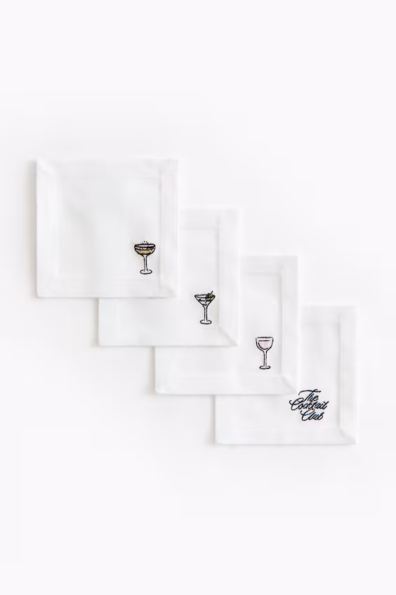 Набор из 4 вышиванных основ для стаканов