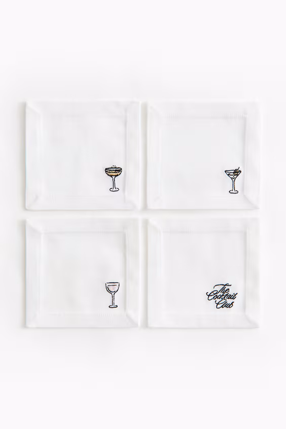 Набор из 4 вышиванных основ для стаканов