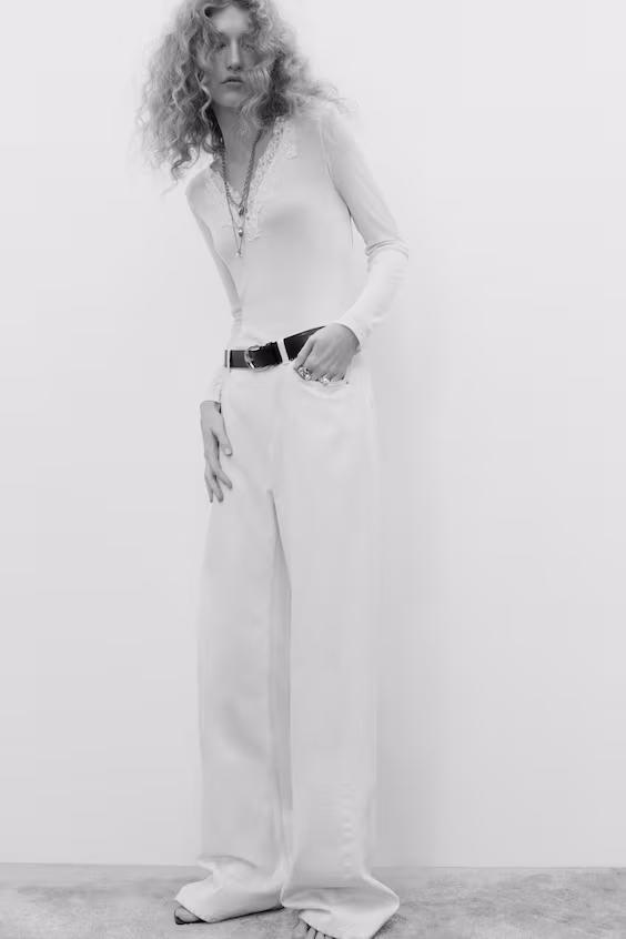 Свитер с каймой из кружева h&m