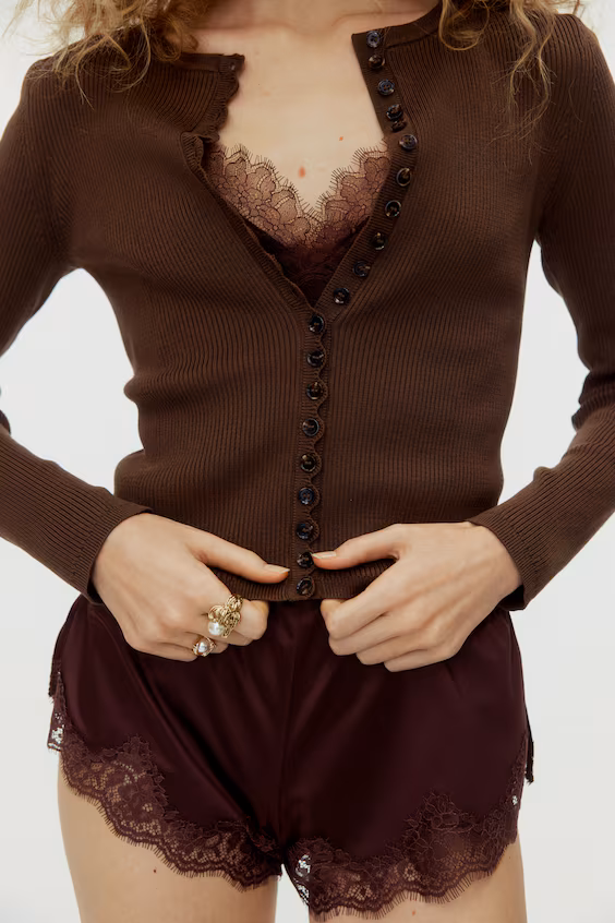 Кардиган в рубчик из хлопкового трикотажа h&m