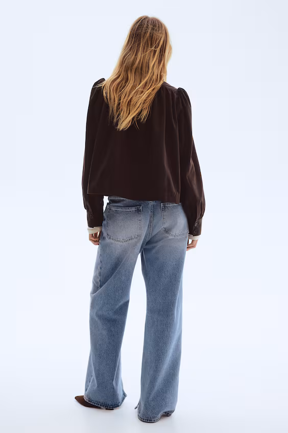 Пиджак из саржи с рукавами буфами