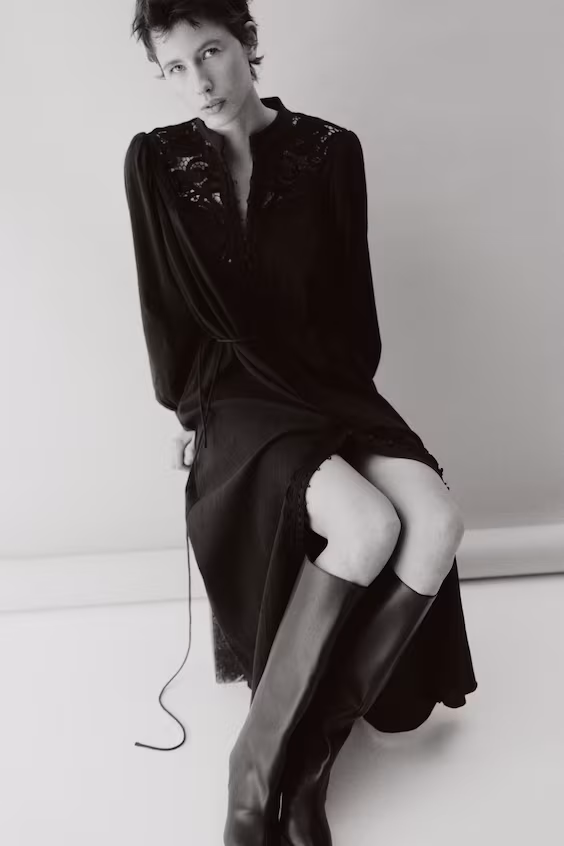 Платье из хлопка с кружевом