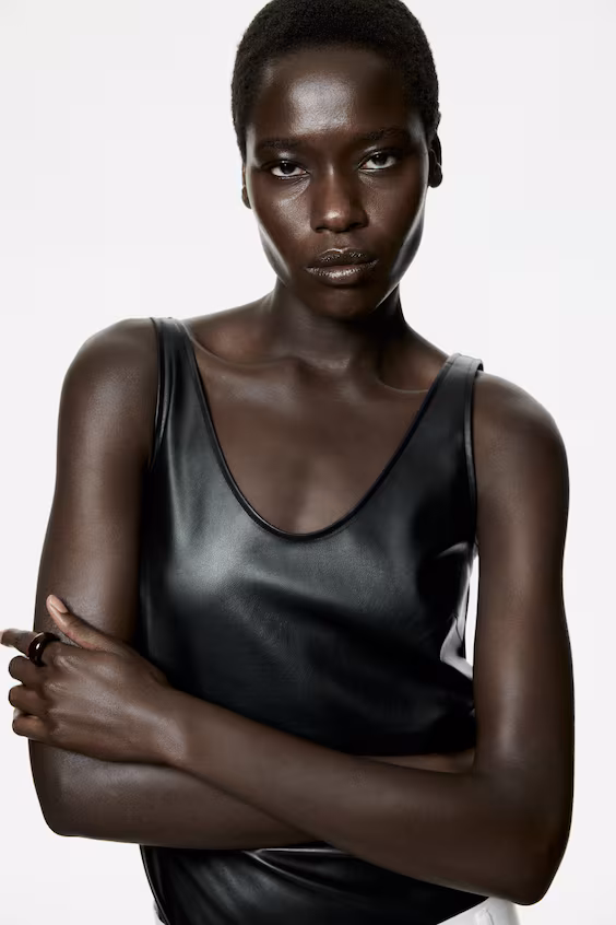 Топ без рукавов из покрытой ткани h&m