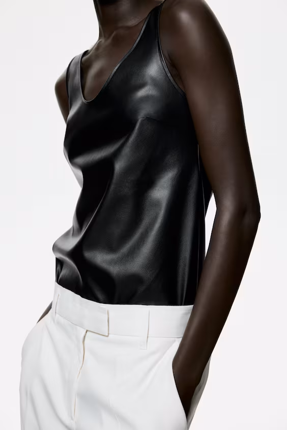 Топ без рукавов из покрытой ткани h&m